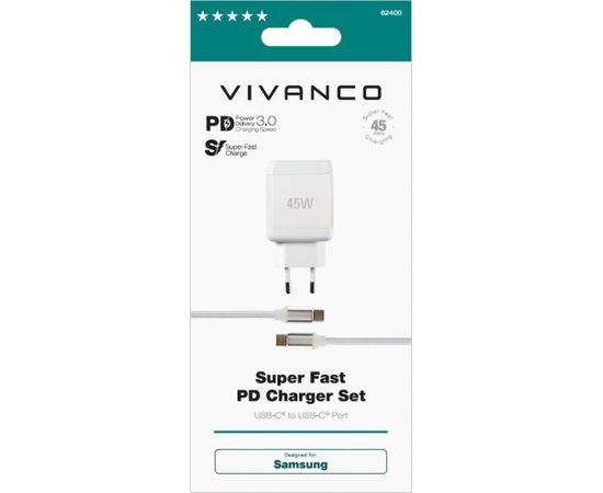 Vivanco зарядное устройство USB-C - USB-C 45W 1m (62400)