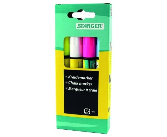 STANGER chalk MARKER, 3-5 mm, set 4 pcs 620030