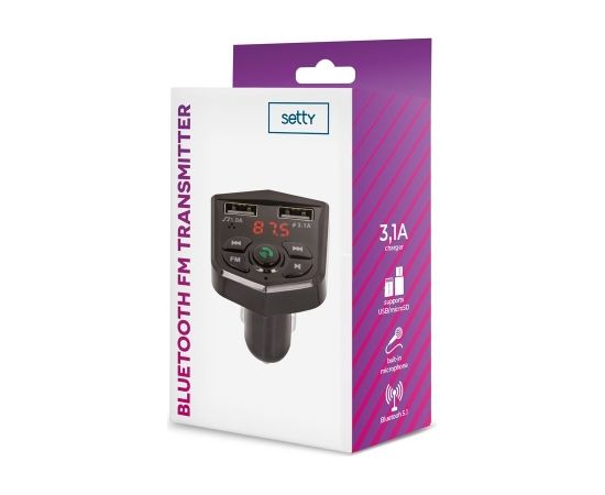 Setty TFM-03 FM-передатчик Автомобильный радиоприемник / MP3 / 2 x USB / Черный