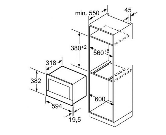 Bosch BFL634GB1 mikroviļņu krāsns, iebūv. Serie 8, melna