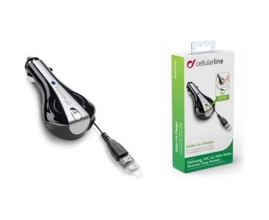micro USB car charger retract. by Cellular black