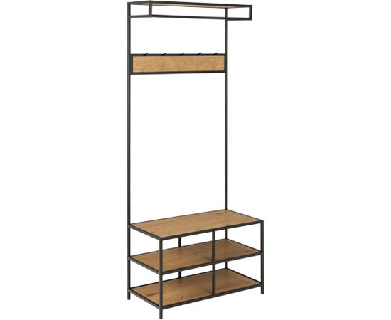 Clothes rack SEAFORD, 77x40xH185cm, wild oak/black