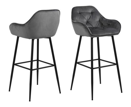 Барный стул BROOKE 55x52xH103,5см, темно-серый бархат / черный