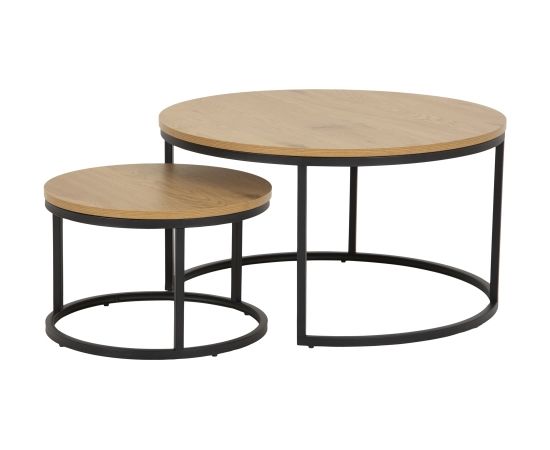 Kafijas galdiņi 2gab SPIRO, D80xH45cm/ D50xH33cm, ozols