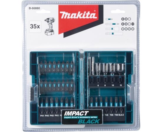 B-66880 35 izmēru  Uzgaļu komplekts IMPACT BLACK Makita