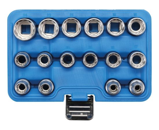 Instrumentu/atslēgu komplekts, 12 punkti | 12,5 mm (1/2 ") piedziņa | 8 - 24 mm | 16 gab. BGS Technic-2226