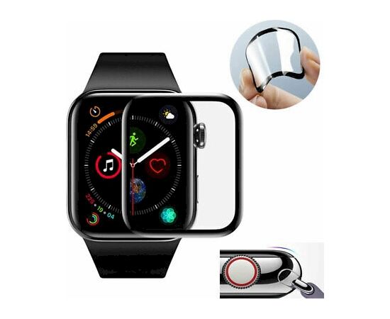 Fusion ceramic glass 9D aizsargstikls pilnam ekrānam Apple Watch 1 / 2 / 3 38mm melns