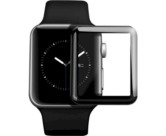 Fusion ceramic glass 9D aizsargstikls pilnam ekrānam Apple Watch 1 / 2 / 3 38mm melns