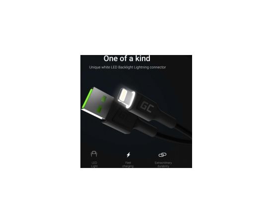 Green Cell USB Male - Lightning Male x 3 1.2m LED Backlight