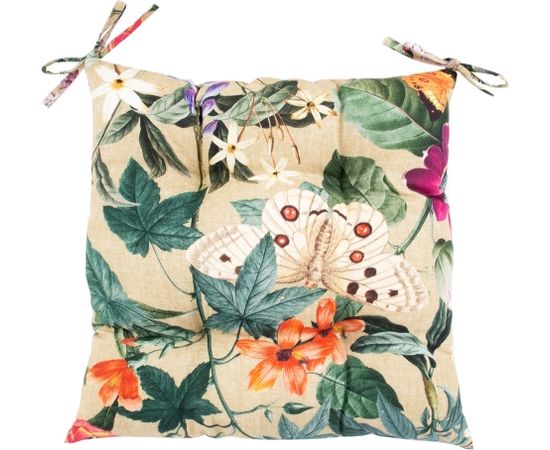 Chair pad AMAZONIA 40x40cm, beige floral