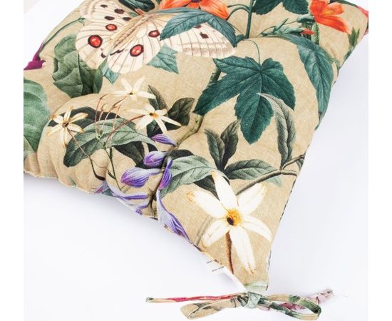 Chair pad AMAZONIA 40x40cm, beige floral