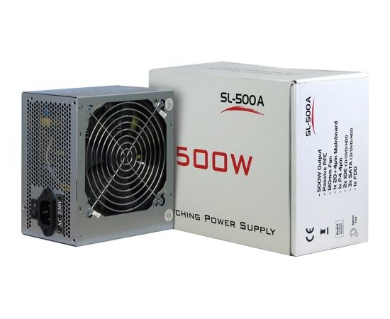 Power Supply INTER-TECH IT-SL500 AC 230V, 50/60Hz, DC 3.3/5/±12V, 500W, Retail, Passive PFC, 1x120