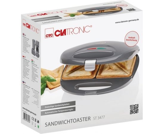Clatronic ST 3477 sandwich maker 750 W Grey