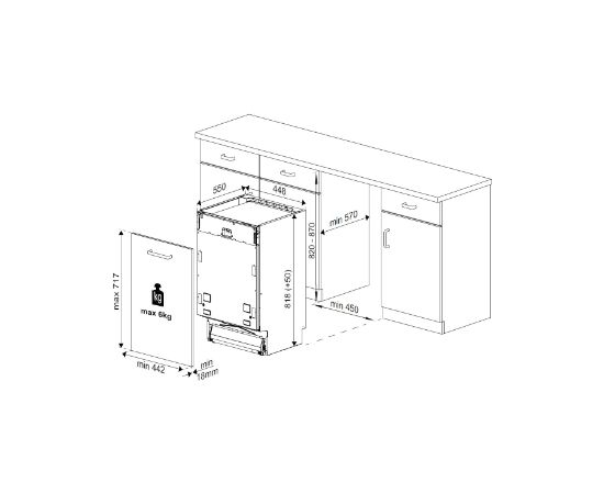 BEKO DIS35025 45cm Trauku mazg. mašīna, iebūvējama