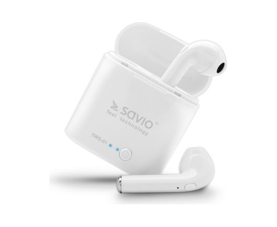 Savio TWS-01 Wireless Bluetooth Earphones, White