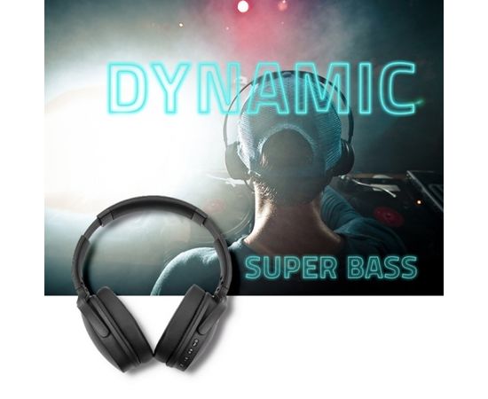 Qoltec 50851 Wireless Headphones with microphone Super Bass | Dynamic | BT | Black