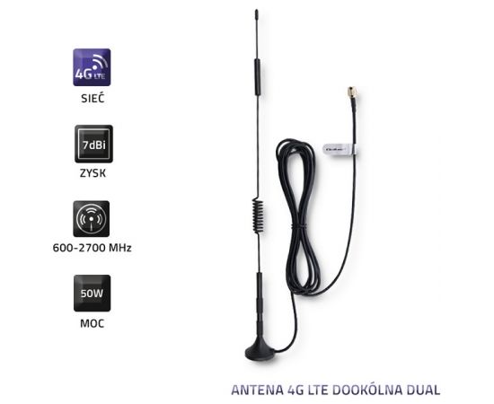 Qoltec 57015 Omnidirectional Antenna 4G LTE DUAL | 7dBI | Indoor | Outdoor