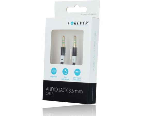 Forever Audio AUX vads 3.5 mm -> 3.5 mm 90 cm Melns
