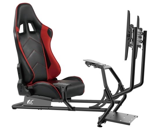 Nano Rs NanoRS RS160 Gaming Chair Racing Simulator Stand 3 in 1 PC Console Gamers Synthetic Leather Cover Steering Wheel Stand TV Bracket Up to 50" Max. Vesa 400x400