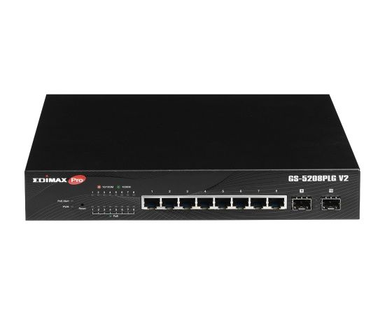 Edimax GS-5208PLG network switch Gigabit Ethernet (10/100/1000) Power over Ethernet (PoE) 1U Black