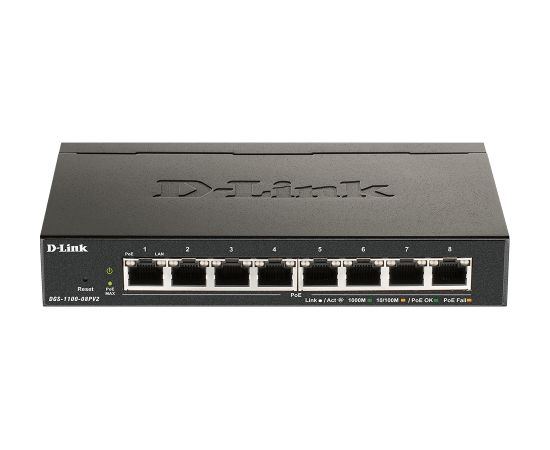 D-Link DGS-1100-08PV2 network switch Managed L2/L3 Gigabit Ethernet (10/100/1000) Power over Ethernet (PoE) Black