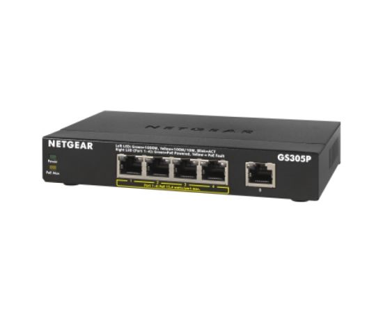 Netgear GS305Pv2 Unmanaged Gigabit Ethernet (10/100/1000) Power over Ethernet (PoE) Black