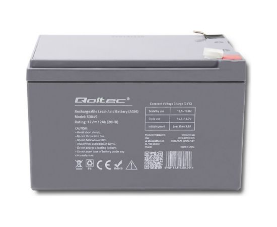 Qoltec 53049 AGM battery | 12V |  12Ah