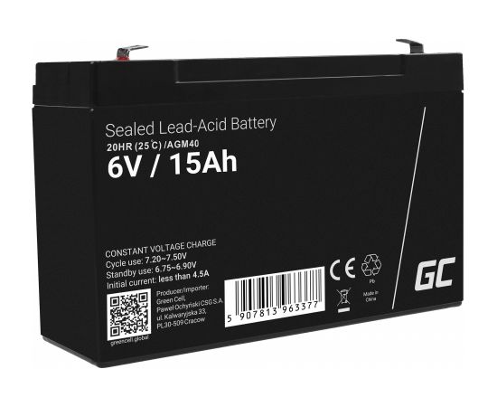 Green Cell AGM40 UPS battery Sealed Lead Acid (VRLA) 6 V 15 Ah