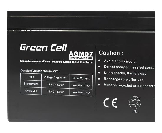 Green Cell AGM Battery 12V 12Ah - Batterie - 12.000 mAh Sealed Lead Acid (VRLA)