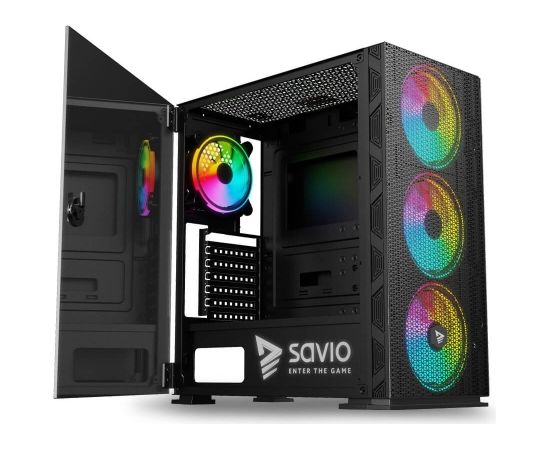 SAVIO PC Case Raptor X1 ARGB Glass/Mesh Black