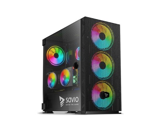 SAVIO PC Case Raptor X1 ARGB Glass/Mesh Black