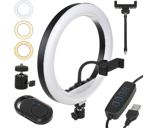 Maclean 12 "20W LED ring light with Bluetooth Shutter 3 colors 10 brightness levels 10% -100% Adjustable brightness 160 LED smartphone holder lighting light