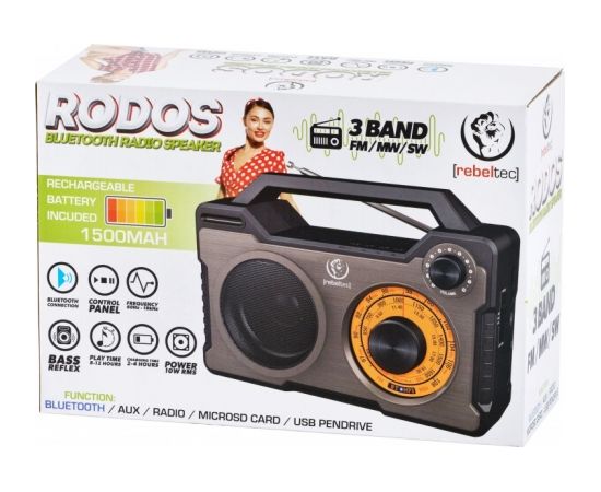 Rebeltec RODOS Portable Bluetooth player  radio FM 10W RMS