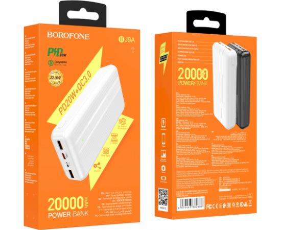 Borofone BJ9A URANUS power banka 20000 mAh / 2 x USB balta