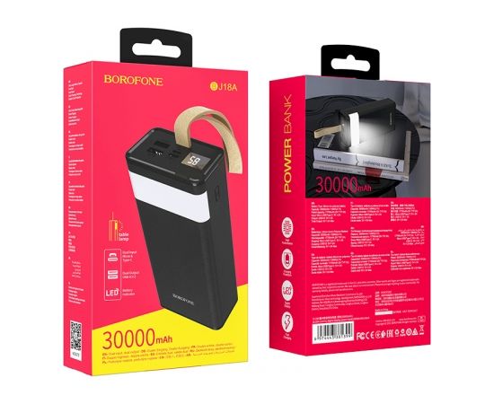 Borofone BJ18A COOLMY power banka 30000 mAh / 2 x USB melna