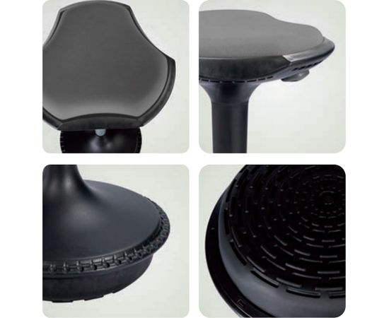 Ergonomisks, augsts krēsls JUST FUN D33xH59,5-84cm, sēdvieta apšūta ar audumu, krāsa: pelēka