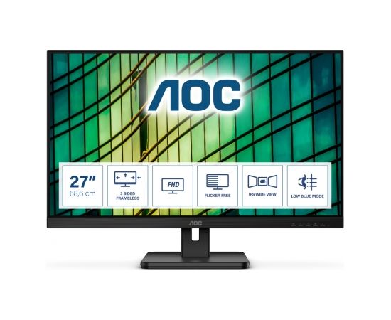 AOC E2 27E2QAE computer monitor 68.6 cm (27") 1920x1080 pixels Full HD LCD Black