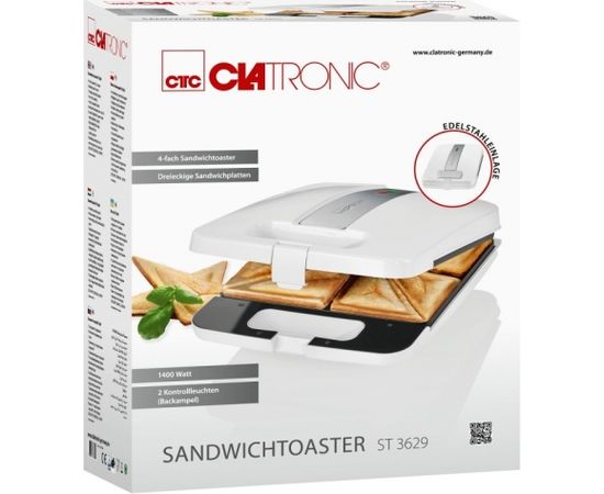 Clatronic ST 3629 sandwich maker 1200 W White