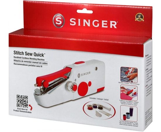SINGER Stitch Sew Quick Mini mechanical sewing machine AA Battery White