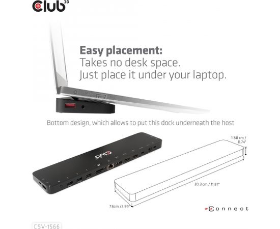 Club 3d CLUB3D USB Gen1 Type-C Triple Display DP Alt mode Displaylink Dynamic PD Charging Dock with 120 Watt PS