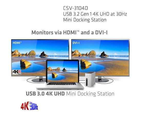 Club 3d CLUB3D USB 3.2 Gen 1 4K UHD at 30Hz Mini Docking Station Ultra slim Design