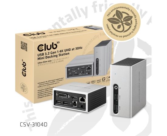 Club 3d CLUB3D USB 3.2 Gen 1 4K UHD at 30Hz Mini Docking Station Ultra slim Design