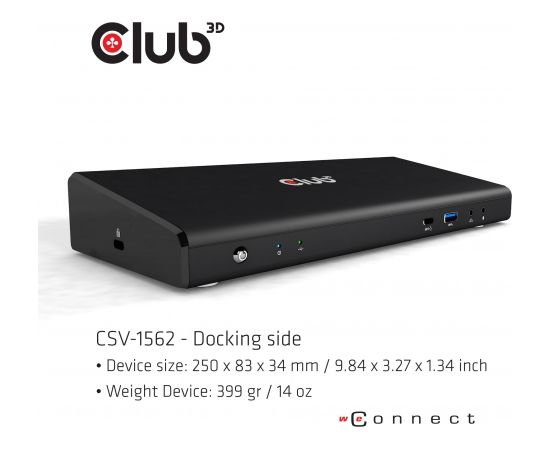 Club 3d CLUB3D The CSV-1562 is an USB3.2 Gen1 Type-C Universal Triple 4K60Hz Charging Docking Station and is DisplayLink® Certified. The Universal Charging Dock