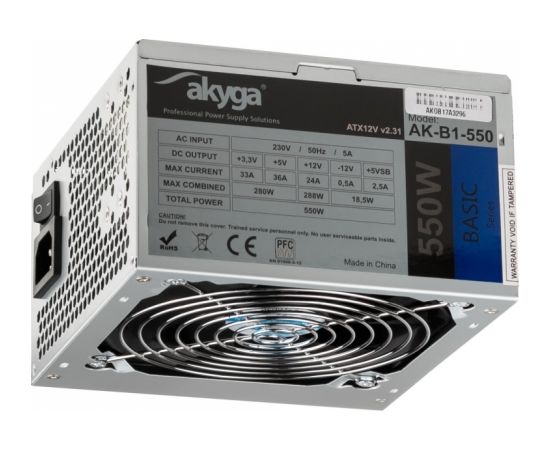 Akyga AK-B1-550 power supply unit 550 W ATX Grey