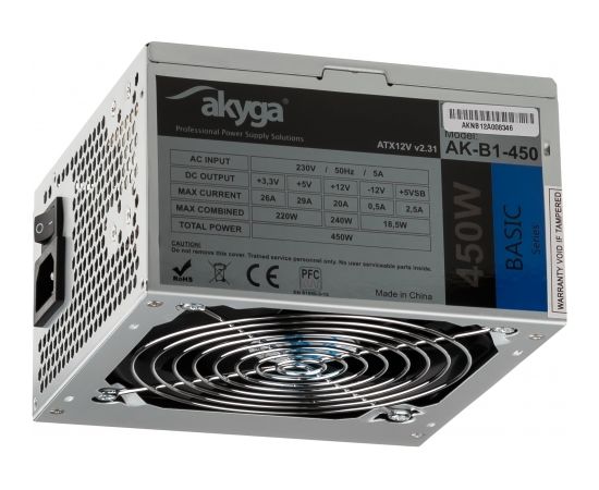 Akyga AK-B1-450 power supply unit 450 W 20+4 pin ATX ATX Gray