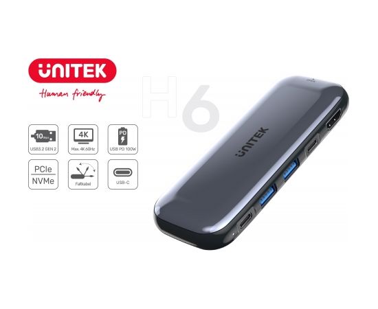 UNITEK HUB USB-C STORAGE M.2, HDMI, USB-C PD 100W, D1046A