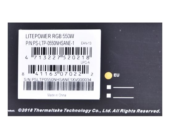 Computer power supply THERMALTAKE LITEPOWER RGB 550W, 24-pin