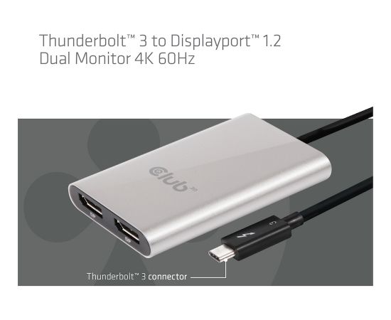 Club 3d CLUB3D Thunderbolt™ 3 to 2x Displayport™ 1.2 Dual Monitor 4K 60Hz