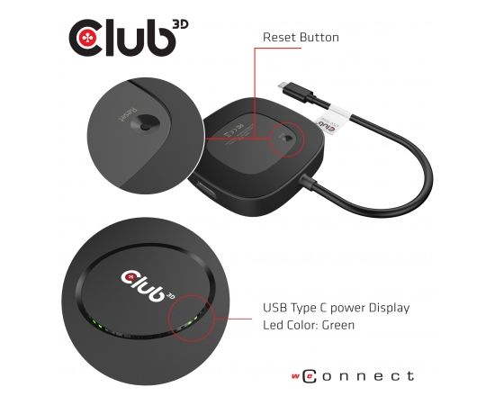 CLUB 3D USB Type C 3.2 Gen 1 Multi Stream Transport (MST)Hub DisplayPort1.4 Triple Monitor