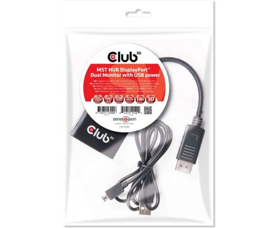 CLUB 3D Multi Stream Transport Hub DisplayPort 1.2 Dual Monitor Usb HUB